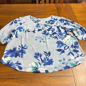 Counterparts Blue Floral Short Sleeve Top